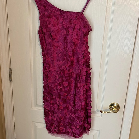 Dark Pink One Shoulder Cocktail Dress - Picture 1 of 1